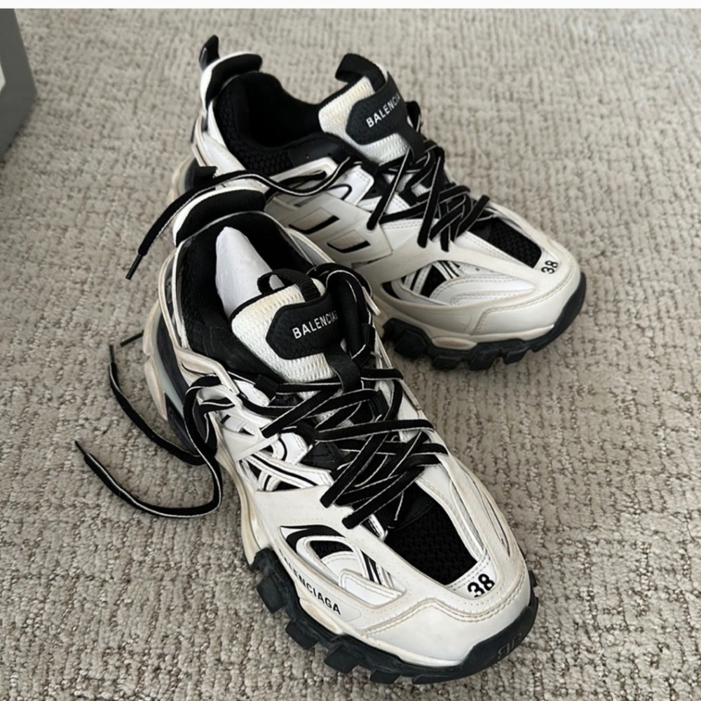Balenciaga track runners size 8 black & white